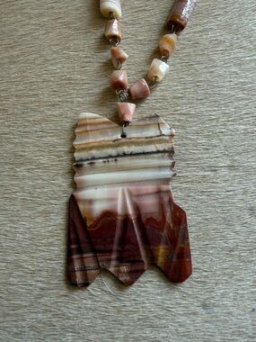 Pink and Cream Natural Stone Pendant Necklace